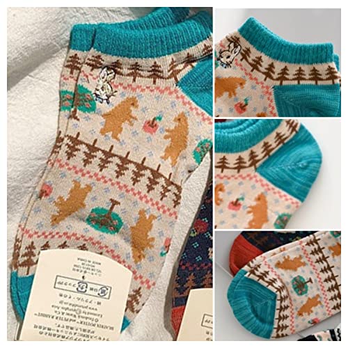 4/5/6/8/10 Pairs No Show Low Cut Socks For Women Soft Fuzzy Warm Flora Casual Invisible Liner Cute Ankle Winter Socks2