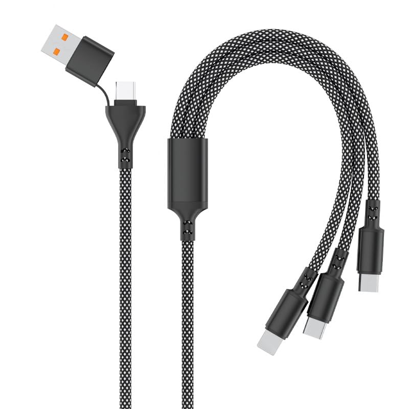 Cable de carga USB C de 120 cm, 3 en 2, 100 W, cable de carga rápida para Huawei Xiaomi Multi-interfaz