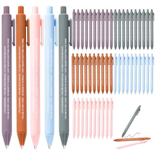 llqjjhh 50 Pcs Motivational Pens, Black Ink Pens 0.5mm Inspirational Quotes Cute macaron color Pen Retractable School Office Supplies