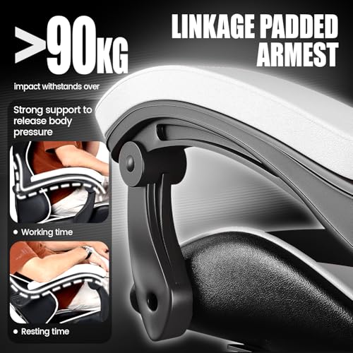 bigzzia Gaming Chair Office Chair Desk Chair Swivel Heavy Duty Chair Ergonomic Design with Cushion and Reclining Back Support (White) - Image 6