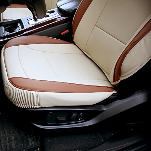 Fh Group Car Seat Covers Front Set Beige Tan Faux Leather Seat Cushions - Car Seat Covers For Low Back Seat, Universal Fit, Automotive Seat Covers, Airbag Compatible Car Seat Cover For Suv, Sedan, Van #TOP5