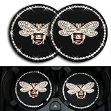 Bling Cup Holder Insert Coaster- 2.95 inch Silicone Anti-Slip Shockproof, Universal Fashion Car Interior Accessories for Women (Bee, 2 PCS)