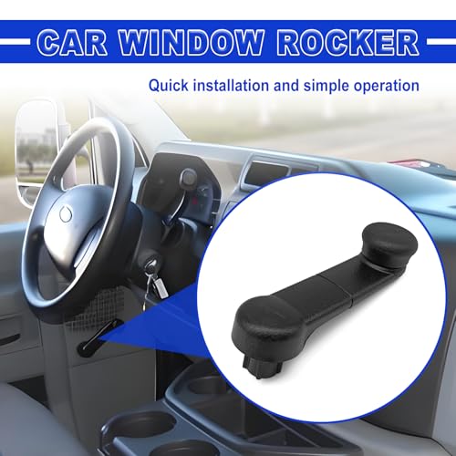 Image of Ford Window Crank Handle Set Front Rear Left Right OEM Style Metal Body Plastic Cover E6DZ5423342A F7UZ1523342AAA Fits 1987-2023 Mustang Bronco F150 F250 F350 Super Duty Econoline Ranger