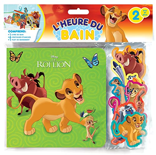 Disney Le Roi Lion L'Heure du Bain - Livres d'activités pour enfants, livre de bain de 6 pages, 6 ventouses en relief et étanches, 1 sac en filet