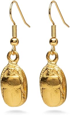 Scarab Earrings - Gold Finish - Egyptian God - Made in the USA