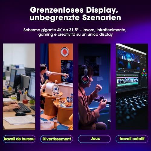 Amzfast Écran PC Gamer 32 Pouces 120Hz/UHD Moniteur Incurvé 4K 3840x2160, Adaptive Sync, Dalle VA, DCI-P3 95% HDR, sRGB 130%, Haut-parleurs intégrés, HDMI 2.1/DP1.4, VESA 75x75-AMZG32C3U - 10