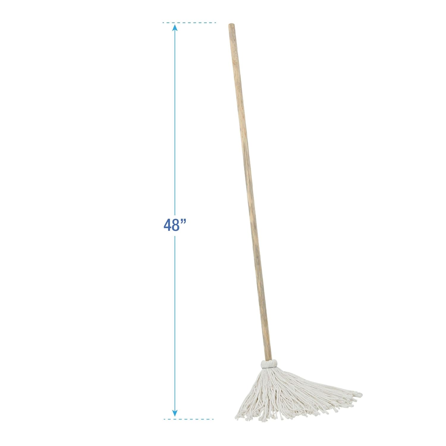 Boardwalk BWK112R 12 oz. White Rayon Head 48 in. Oak Wood Handle Deck Mops (6/Pack)