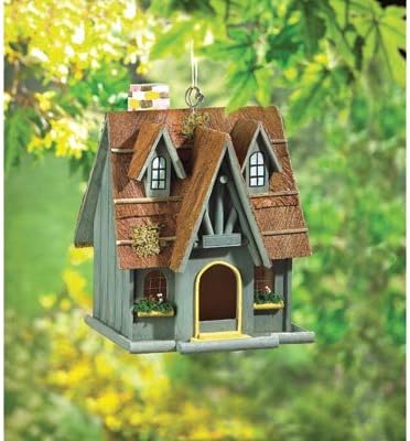 29312 Wholesale Thatch Roof Chimney Birdhouse Garden Decor Decoration Outdoor Front Yard Frontyard Home House Grass Flowers