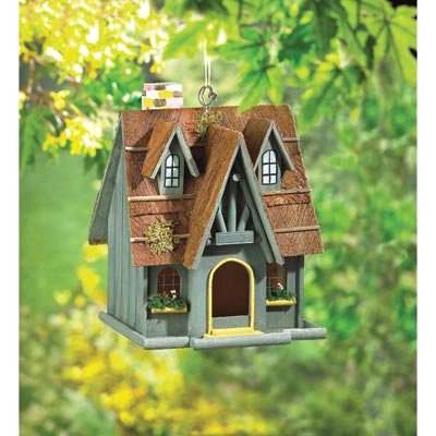 29312 Wholesale Thatch Roof Chimney Birdhouse Garden Decor Decoration Outdoor Front Yard Frontyard Home House Grass Flowers