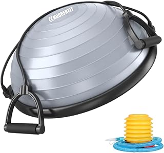 Meia Bola Suiça Equilíbrio Balance Dome Ball para Pilates Yoga com Extensores e Inflador Premium Rubber Fit