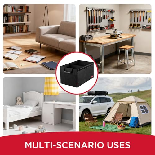 Rubbermaid Car Organizer, Collapsible Trunk Organizer, Multi-Compartment Car Storage Organization for Car Accessories, 2 Compartments With Cover, 21.65"*14.17"*12.2" - image 8