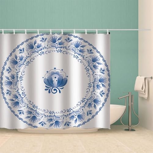 Rideau de douche blanc en tissu polyester pour éviter les éclaboussures - 4