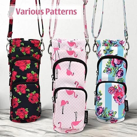 Betsey Johnson Insulated Water Bottle Pouch Holder Carrier Crossbag with Adjustable Shoulder Strap - Lightweight Polyester Accessories with Pockets Good for Hiking Sports - Image 6