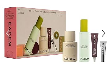 EADEM The New Classics Skincare Set for Women, 4-Piece Travel Size Skin Care Kit with Exfoliating Serum, Ceramide Face Moisturizer, Calming Mist & Lip Balm, Mini Gift Set