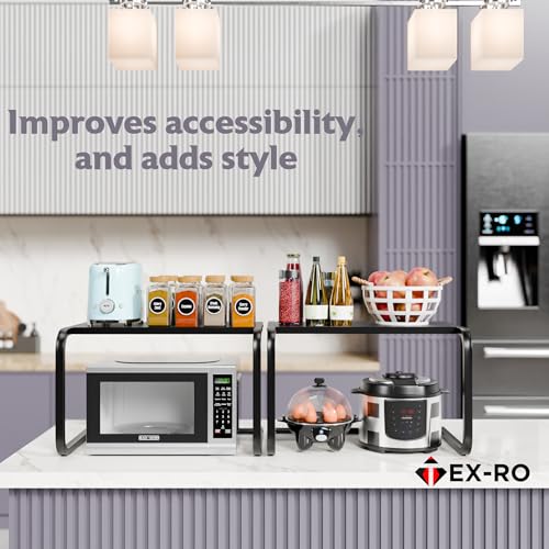 Image of TEX-RO Platform Top Microwave Stand /Oven Stand for Kitchen Organizer /Utensils Stand for Kitchen /Shelf Dish Rack for Home (Black)