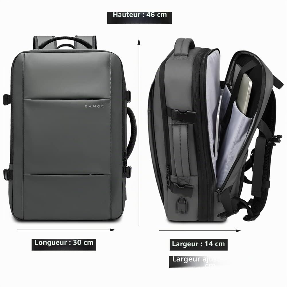 BANGE Sac à dos de voyage imperméable pour ordinateur portable - 35 l - Approuvé par les compagnies aériennes