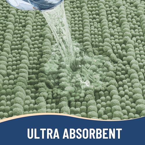 Image of Arotive Luxury Large Bathroom Rugs 47x32, Extra Soft Thick Absorbent Shaggy Chenille Bath Rugs, Machine Wash Dry, Bath Mats for Bathroom Floor, Tub and Shower, Home Decor Accessories, Sage Green