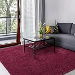 SOANNY Rugs Living Room, Large Soft Fluffy Shaggy Non-Slip Machine Washable Carpet for Bedroom Office Lounge Playroom Nursery Bedside Dorm, 160x230cm, Burgundy