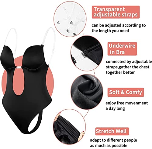 TTBDBFH Body feminino de costas nuas, modelador de corpo com controle de barriga, modelador corporal
