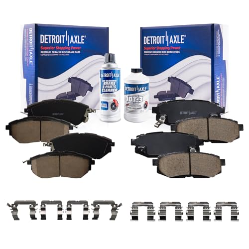 Image of Detroit Axle - Brake Pads for Subaru Outback Legacy Forester B9 Tribeca Front and Rear Ceramic Brake Pads with Hardware Kit Replacement