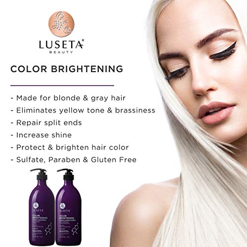 Image of Luseta Purple Conditioner for Colored, Grey and Blonde Women's Hair - 33.8oz, Best for Curly and Damaged Hair, Sulfate & Paraben Free | Color Correcting for Silver Platinum Ash Blonde, Boost Color Vibrancy & Shine Sulfate Free, Maintain a Bright Look