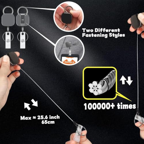 Image of AccuPrints Pack of 1 Heavy Duty Retractable Badge Reel with ID Holder Strap & Keychain Strong Sidekick Carabiner Belt Loop Clip, Retracting Lanyard with Cord for Keys & I'd Access Cards