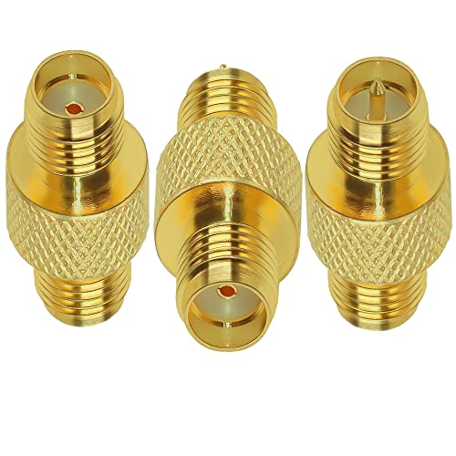 Image of TUOLNK 3PCS SMA Coax Connector Gender Changers, SMA Female to RPSMA Female Coaxial Adapter, Low Loss Coax Cable for Radio Antenna, Audio