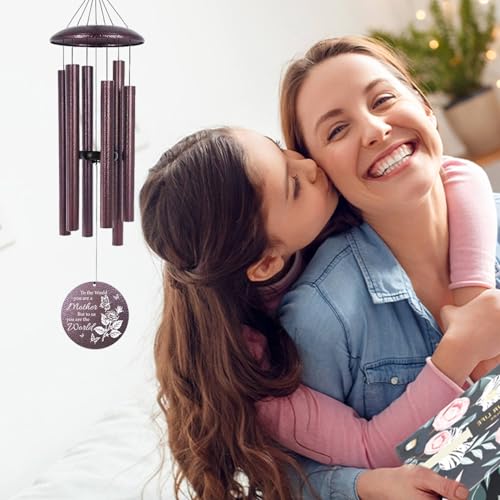 Image of Gift for Mom from Daughter Son, Birthday for Dear Mom from Children, 32 inch Metal Personalized Rose Wind Chime for Mothers, Thanksgiving Gift