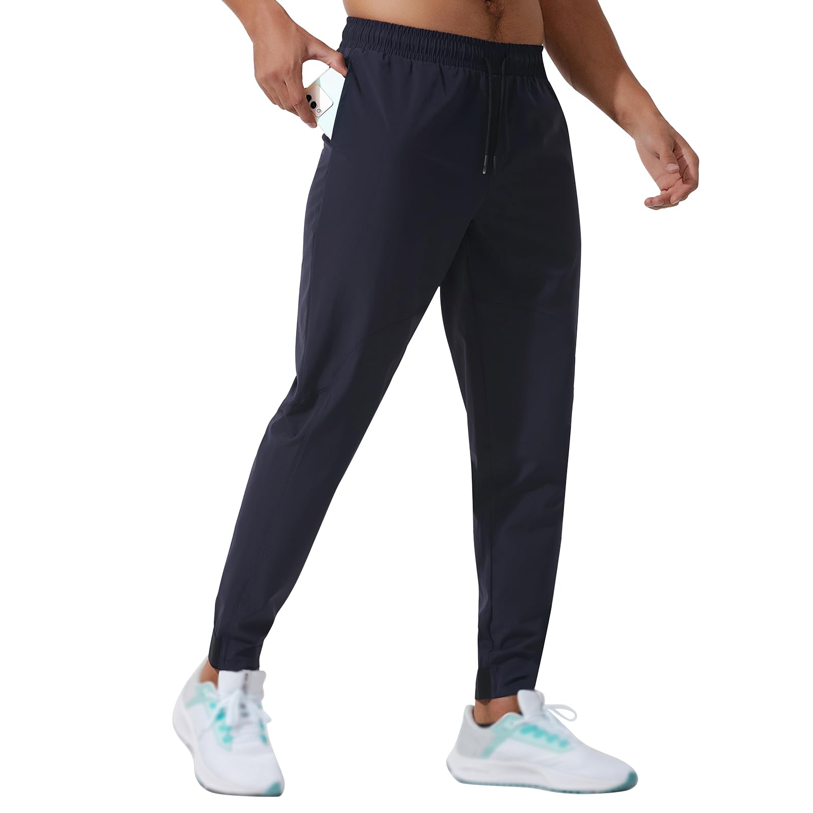 Hotfiary Men's Joggers Pants Lightweight Running Workout Athletic Training Gym Quick Dry Tapered Jogger Zipper Pockets