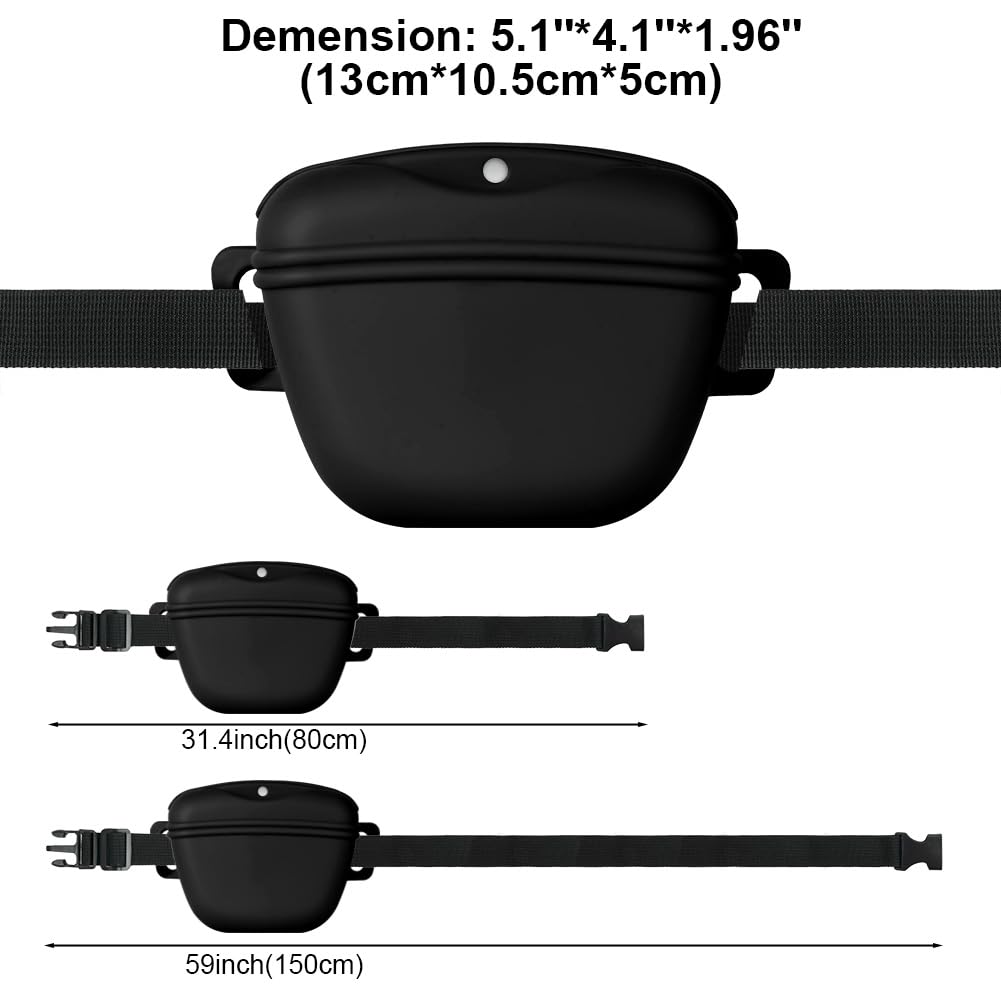 Aomig 3 sacchetti per cane con chiusura a scatto, per addestramento in silicone, colore nero