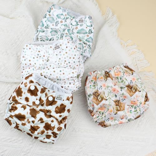 Image of Mama Koala 3.0 Pocket Cloth Diapers for Babies with AWJ Lining, 6 Pack with 6 5-Layer Natural Cloth Diaper Inserts - Reusable and Washable Pocket Diapers(A-A Special Set)
