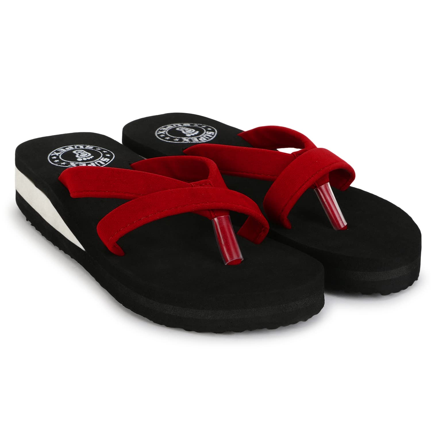 Mayra Creations Stylish Lightweight Comfortable Velvet Flip Flop Slippers For Womens & Girls (Black-Red6) (B0BVFY4KHJ) Amazon Price History, Amazon Price Tracker