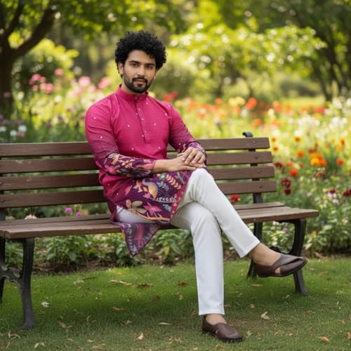 Image of Men's Traditional Kurta for Men | Ethnic Wear Kurta for Festive, Wedding & Casual Occasion | Stylish Regular Fit Kurta for Men