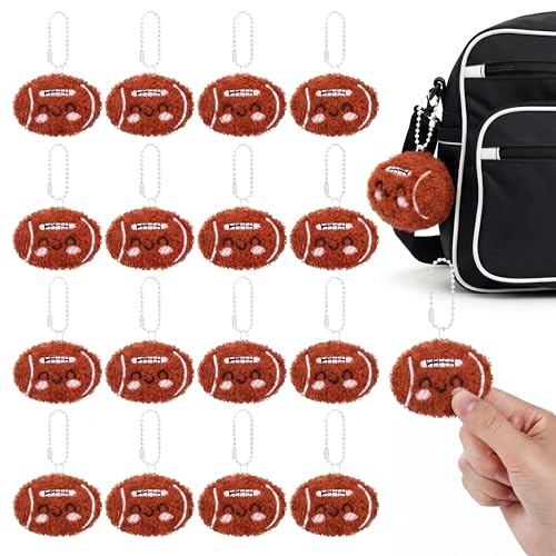 Simgoing 30 Pcs Football Keychain Gift Bulk Mini Plush Ball Prizes Funny Sports Players Team Party Favors Gifts for Group