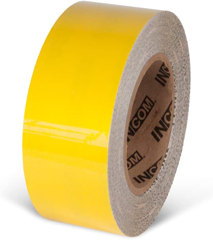 INCOM Manufacturing Superior Adhesive Laminated Polyester Floor Marking Tape, Tear Resistant, Highly Durable, Abrasion and Chemical Resistant, Yellow, 2 inch x 100 ft, TM1102Y