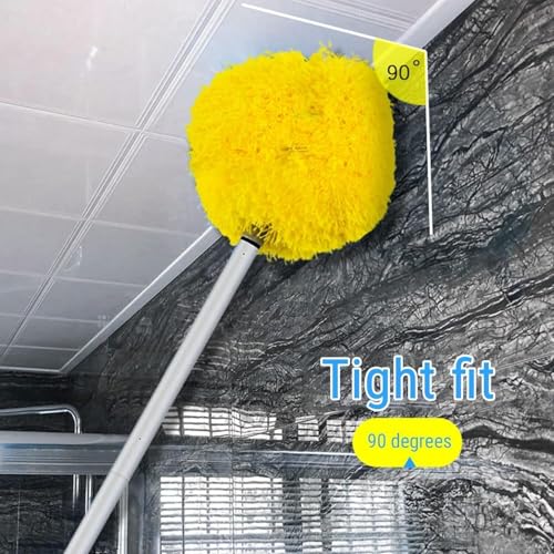Image of Ceiling fan dust collector, ultra-fine fiber dust collector with extendable extension rod, suitable for cleaning high ceiling fans, furniture, blinds, cars, bookshelf doors, etc.13-50 inches, (yellow)