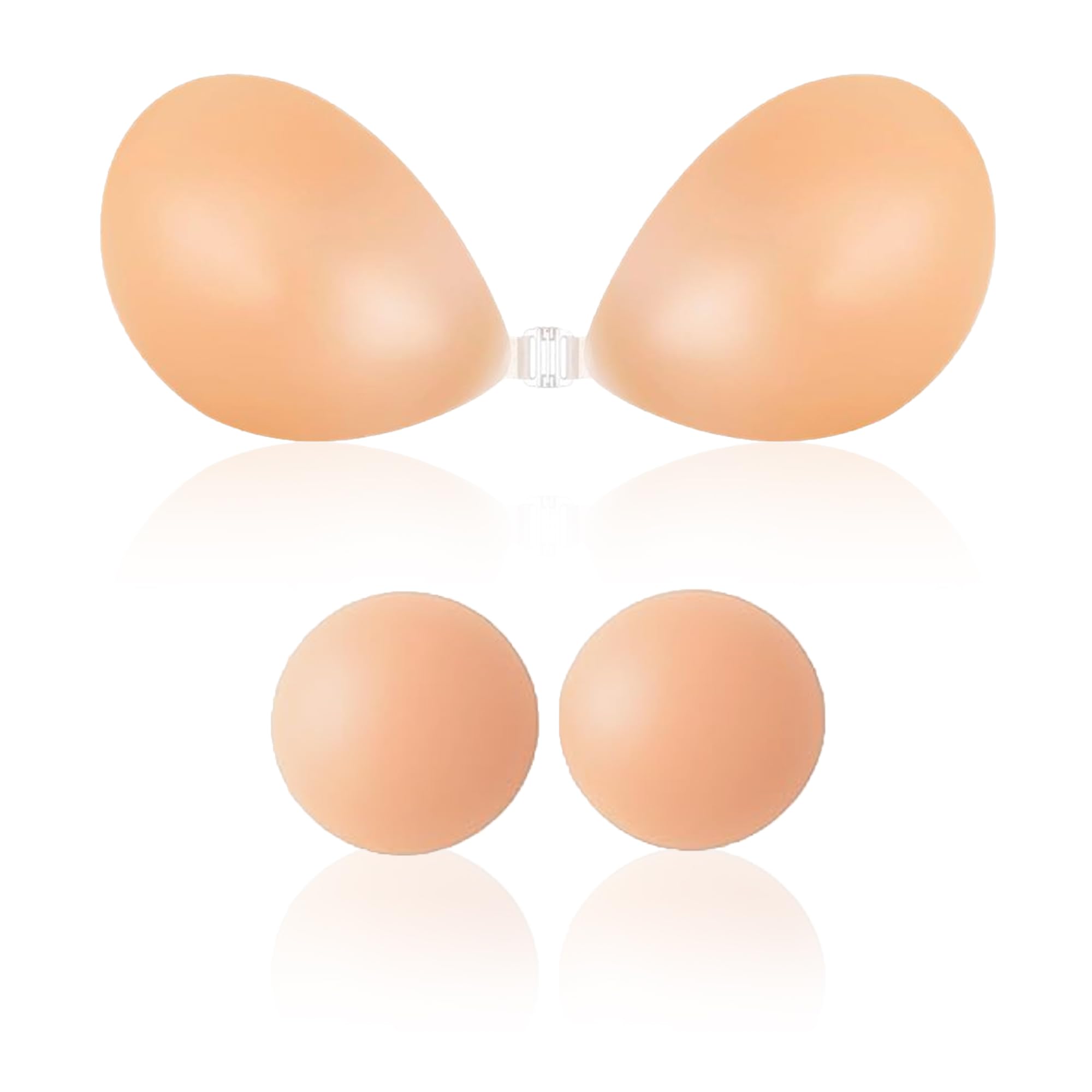 HiFEN® Invisible Strapless Push-Up Bra – Reusable Adhesive Silicone Backless Bra for Weddings, Evenings & Backless Outfits Nude