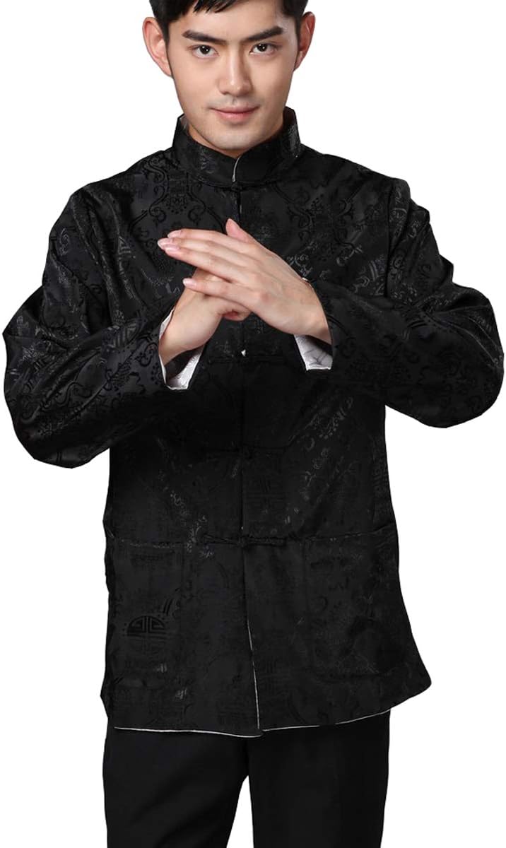 Chinese Traditional Tai Chi Uniform Long Sleeve Top Kungfu Shirt Tang Suit for Men - Image 3