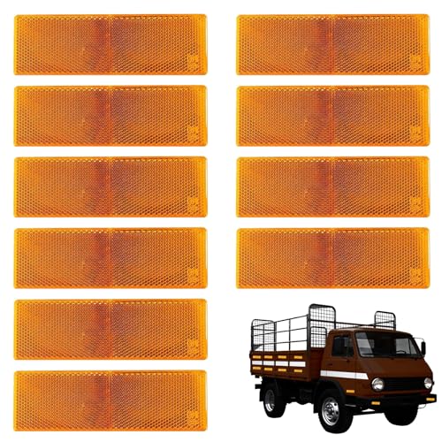 10 reflectores autoadhesivos ojo de gato 148×48 mm color naranja, reflectores rectangulares universales para coche, camión, remolque, caravana o moto, seguridad vial y visibilidad nocturna