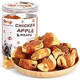 PAWUP Dog Treats Apple Slice Chicken Wrapped, Training Treats w/Taurine for Small Medium Large Dogs, 12.5 oz