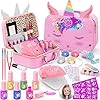 Kids Nail Polish Set for Girls, Nail Art Kit with Nail Dryer & DIY Nail Stickers, Nail Kit Toys for Girls with Non-Toxic Nail Polish,Age 3-12 Little Girl Gift Toys