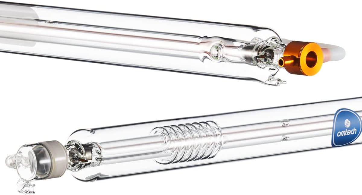 OMTech 60W CO2 Laser Tube for Laser Engraver & Cutter Machine, 1000mm 50mm Dia Laser Cutter Tube with Borosilicate Glass 6000hr MTTF, Laser Cutting Engraving Machine Replacement Tube for Wood Stone 60W 1000mm