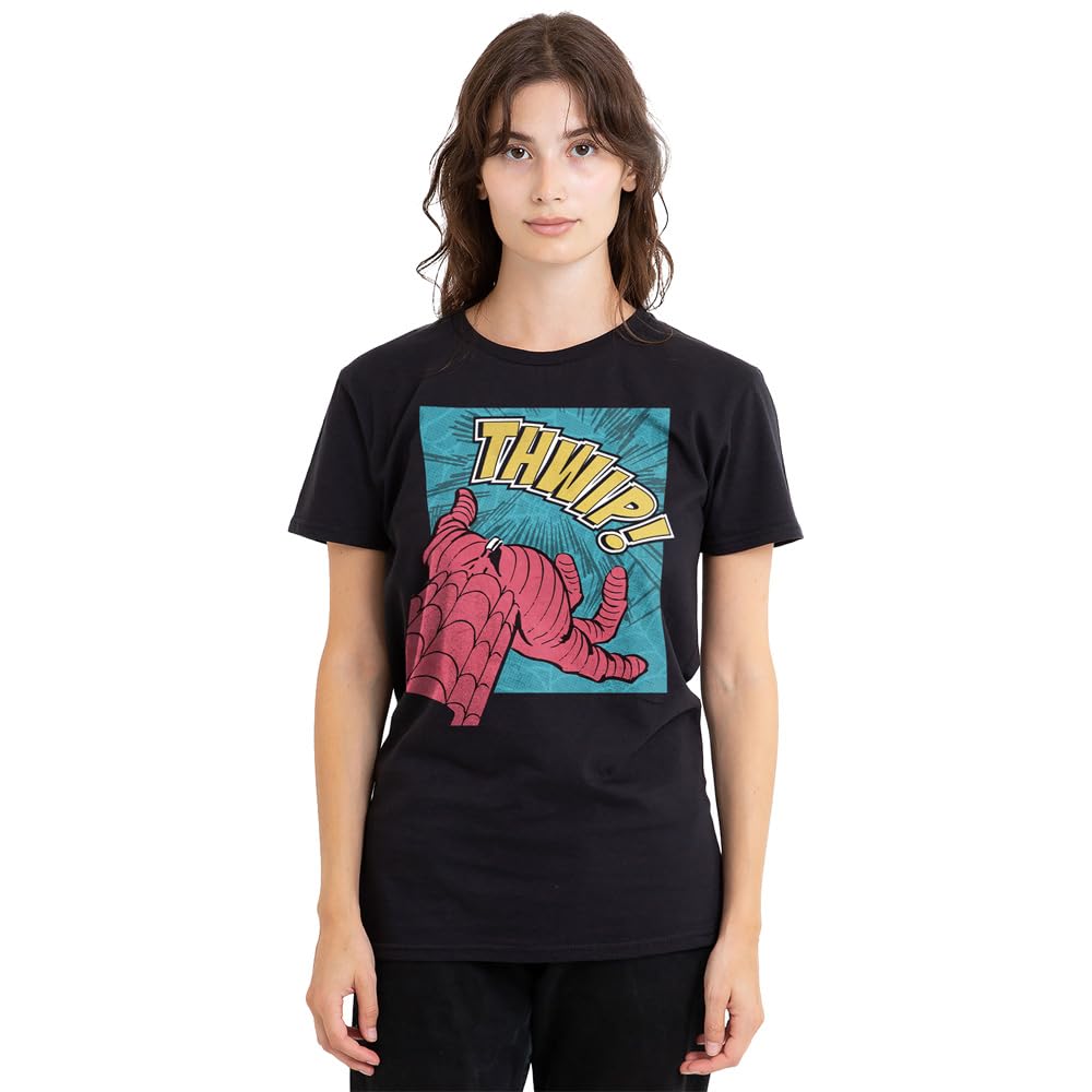 Spider-Man Thwip Panel T-Shirt - Black - Women's - Cotton - Size M