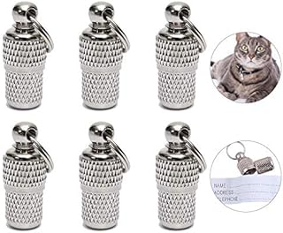GOLRISEN 6 pack Pet ID Tags,Tag Barrel Tube with Address Name Label,Anti -Lost Dog Cat ID Tag for Collar Of Dog Cat Puppy