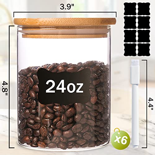 Goldarea 6 Pack Glass Jars, 24 Oz Glass Food Storage Containers With Airtight Bamboo Lids, Spice, Cookie, Candy Jar, Canister Sets For Kitchen Counter, Containers For Pantry Organization And Storage #TOP1