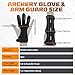 MARRTEUM 2 Pcs Archery Glove & Arm Guard Kit Leather PU Archery Bracer Three Finger Guard Protective Gear Accessories for Men Women & Youth