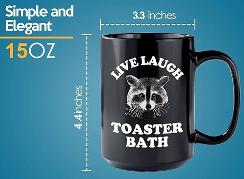 Miniatura 6 de Luxe Gifting Taza de café Racoon de 15 onzas, color negro, tostadora de baño, amantes del mapache, basura, panda, mapache, susurrador, animales,