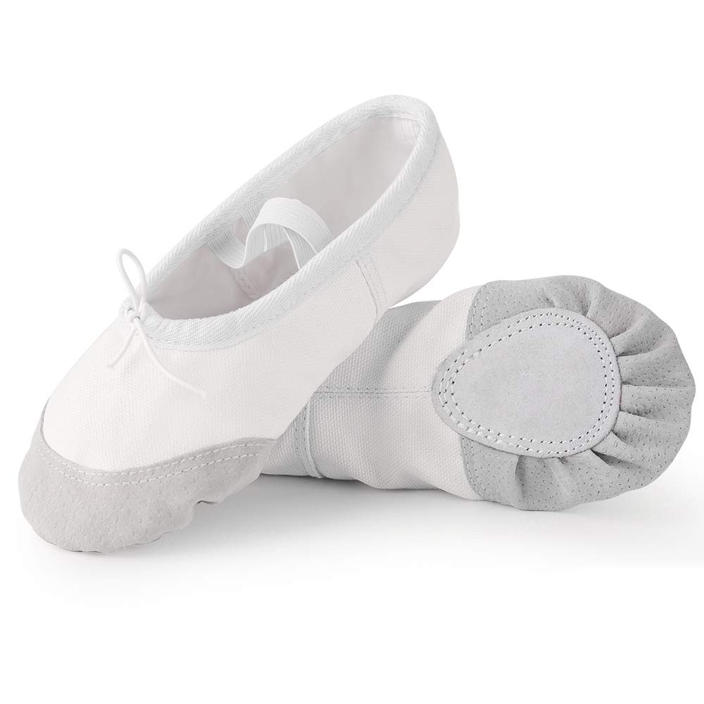 Soudittur Zapatillas de Ballet Suela Partida de Cuero Calzado de Danza para Niña y Mujer Adultos Tallas 21-44