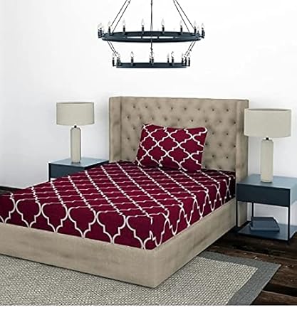 MV CHOICE 180 TC Heavy Glace Cotton Single Bedsheet (90x60) with 1 Pillow Cover (18x28)