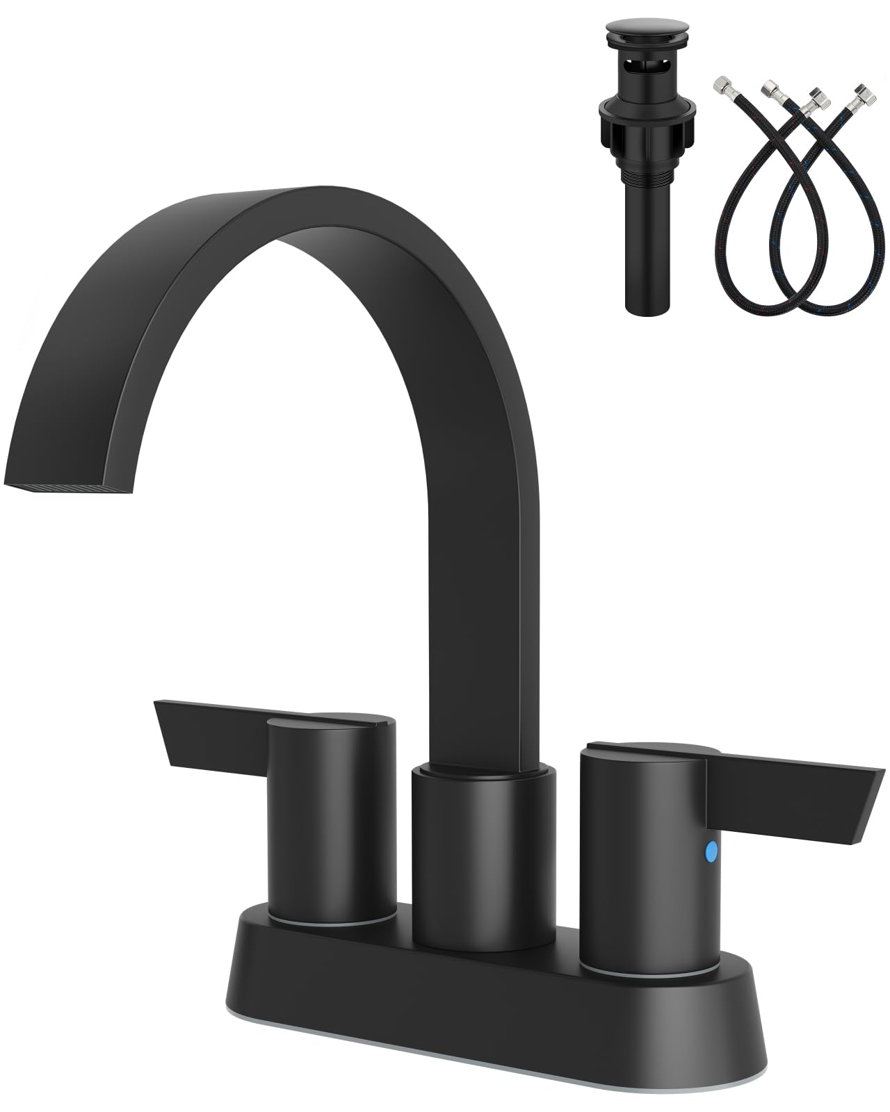 Aolemi Matte Black Bathroom Faucet 4 Inch Centerset Waterfall